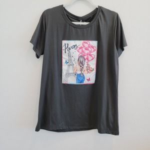 NWT Emme Jordan Black Graphic Tee "Paris" Women's Size 3XL